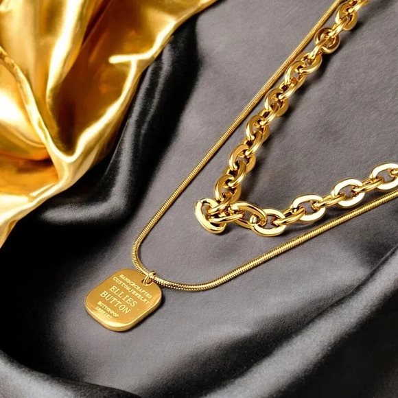 🆕️Stunning 18K Gold Plated Layering Necklace Set - Stainless Steel Elegance ✨ - Picture 1 of 13